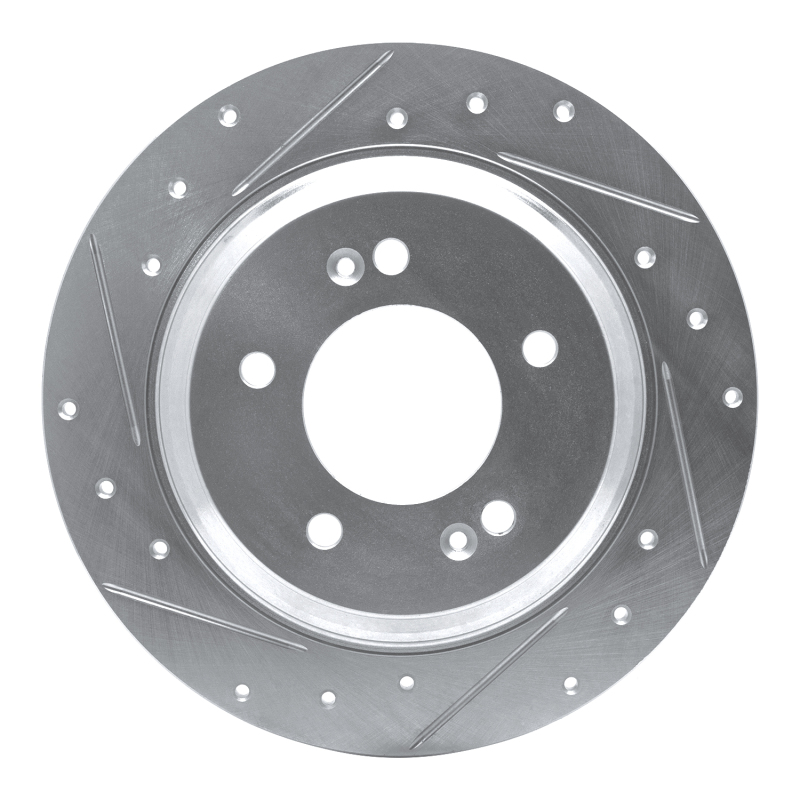 Hyundai SONATA Brake Rotor (1) - Rear Left - R1 Concepts - Drilled & Slotted - Silver - `13-`25